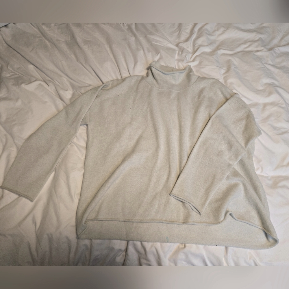 Eileen Fisher Subtle Mint 100% Cashmere Turtleneck Sweater Soft Knit